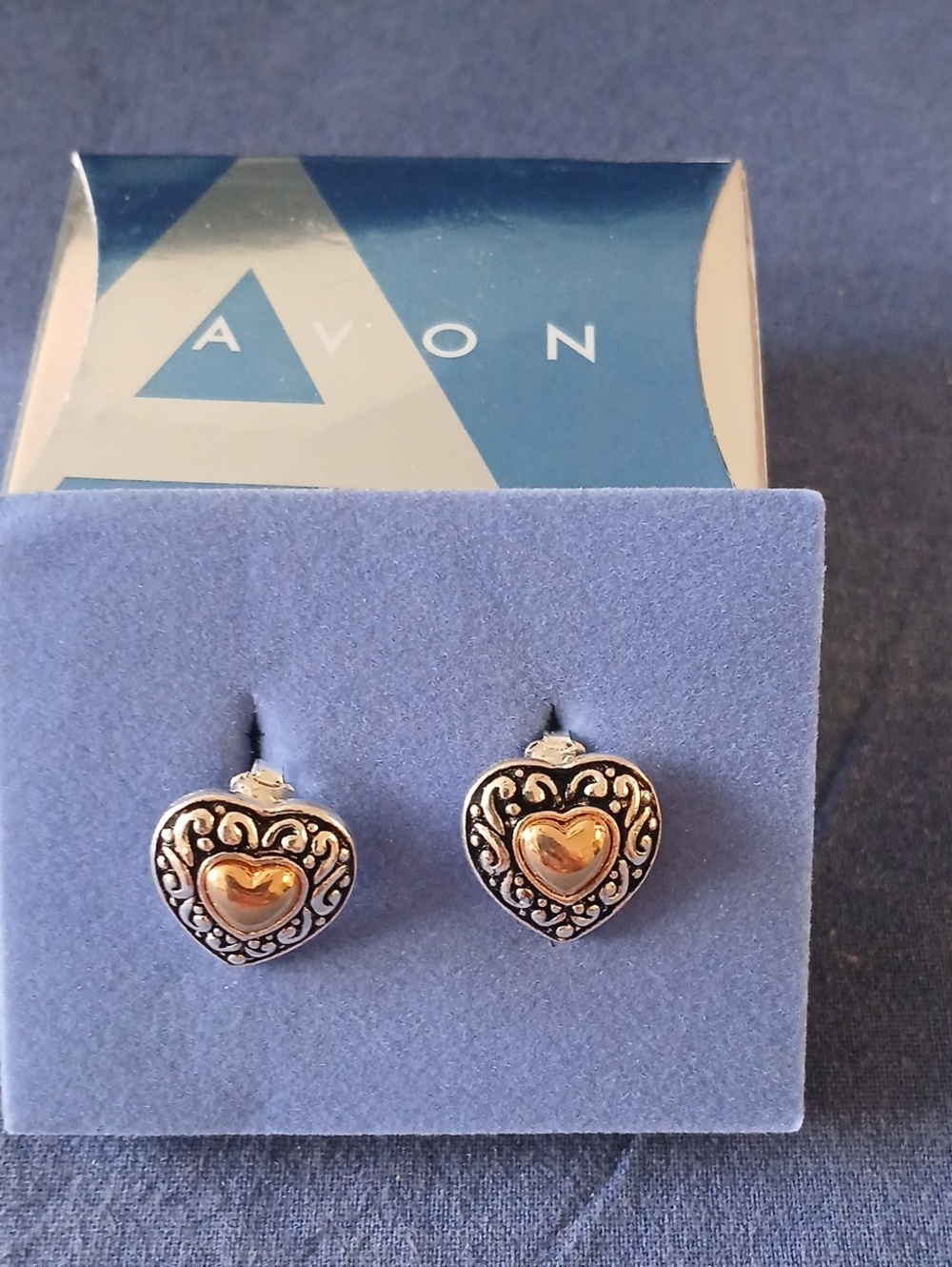 Avon Two-Tone Heart Filigree Stud Earrings - Gold & Silver6/26home